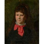 Deutsch: um 1880. Junges Mädchen mit roter Schleife