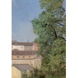 Dänisch: um 1840. Blick über die Dächer einer Stadt (Kopenhagen?)