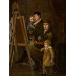 Norddeutsch: um 1810. Der Maler mit seiner Familie vor der Staffelei