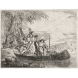 Tiepolo, Giovanni Domenico: Die Hl. Familie besteigt einen Kahn, begleitet von Engel...