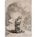 Rembrandt Harmensz. van Rijn: Der hl. Hieronymus im Gebet, abgerundet