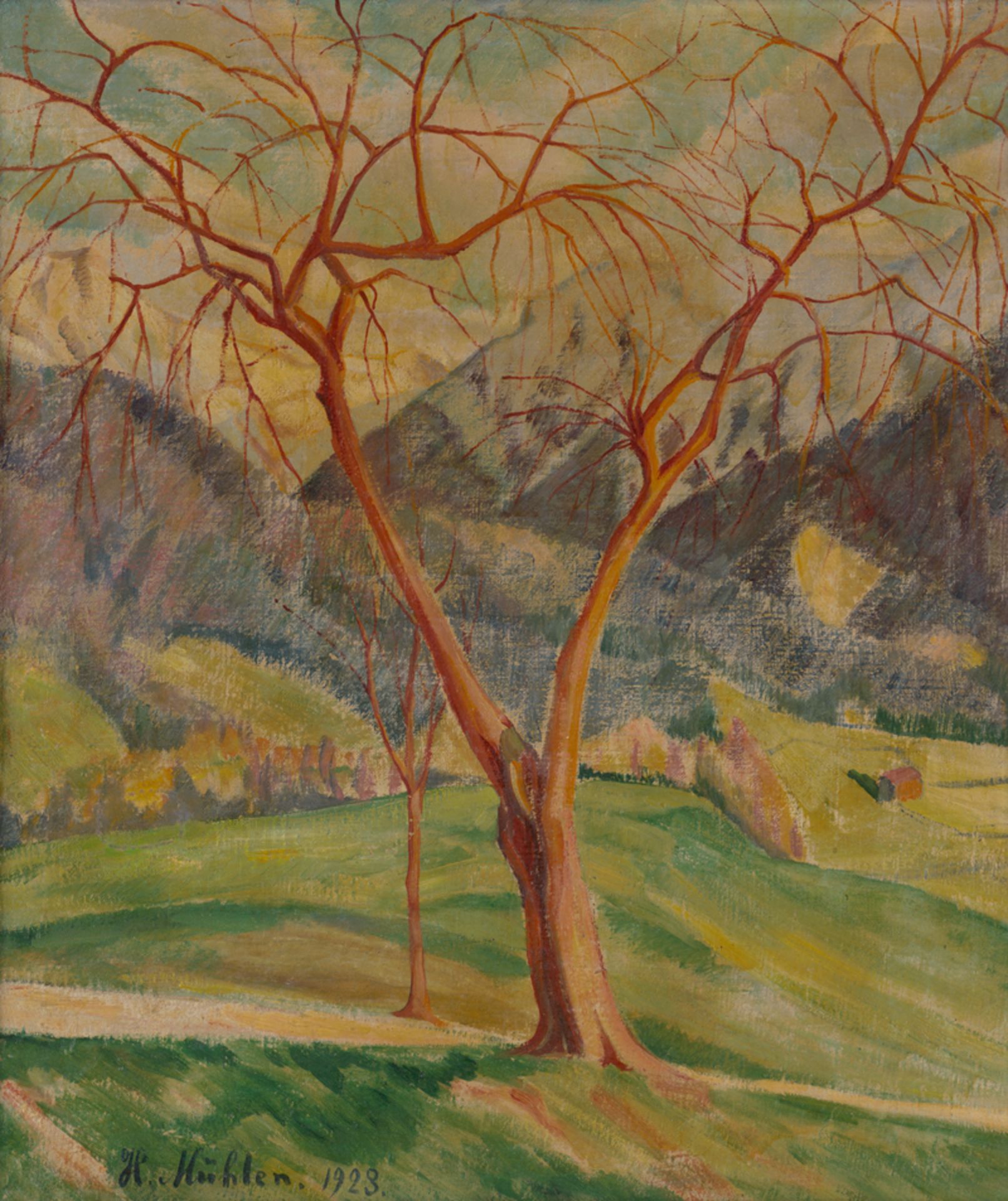 Mühlen, Hermann: Gebirgslandschaft mit Baum