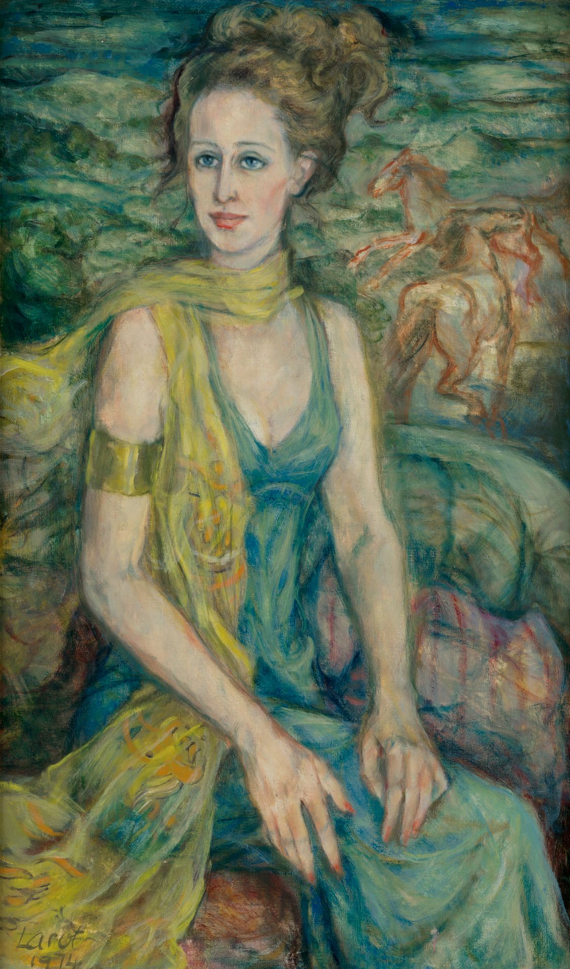 Larot, Dina: Porträt einer Frau mit gelben Seidenschal