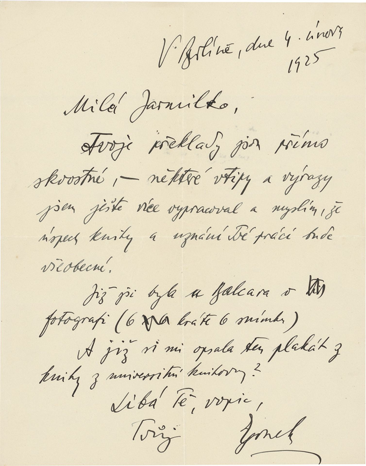 Kisch, Egon Erwin: Eigenhändiger Brief. Berlin, 4. Februar 1925