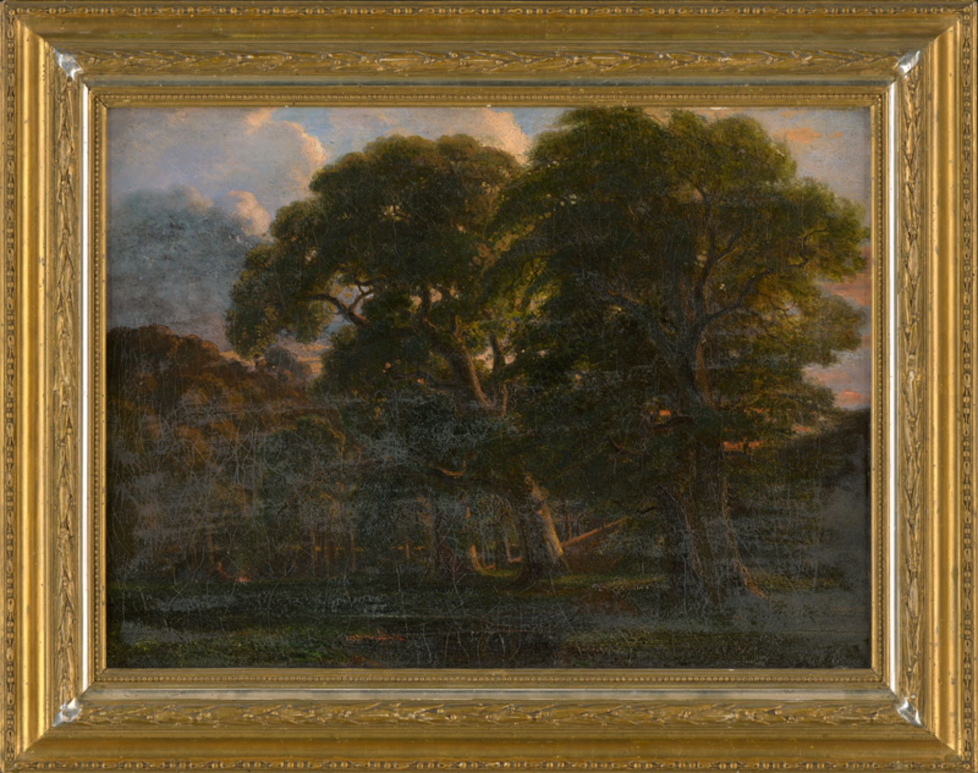 Wolperding, Friedrich Ernst: Holsteinische Landschaft mit Eichenhain bei Abenddämmeru...