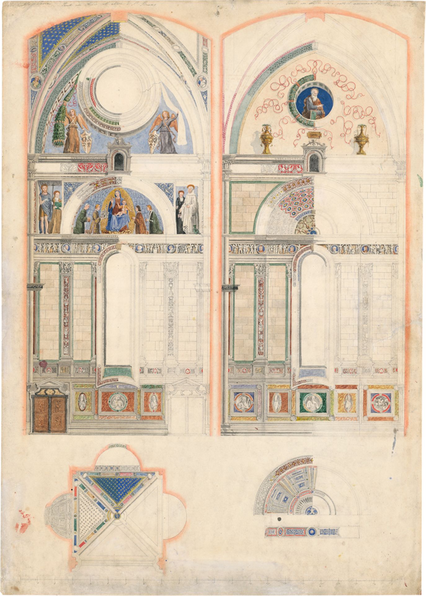 Italienisch: 19. Jh. Fassaden- und Deckengestaltung der Certosa di Pa...