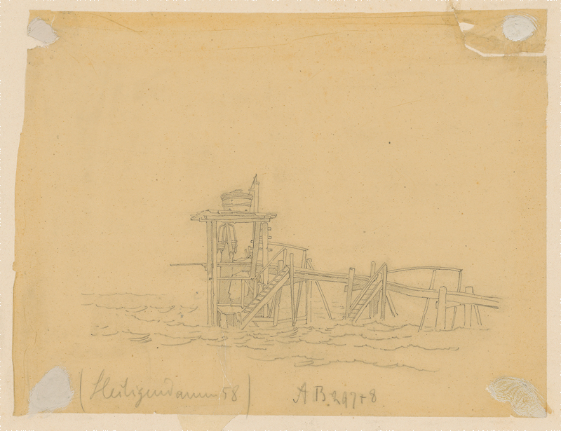 Deutsch: 1858. Kleiner Holzpier an der Ostsee vor Heiligendamm