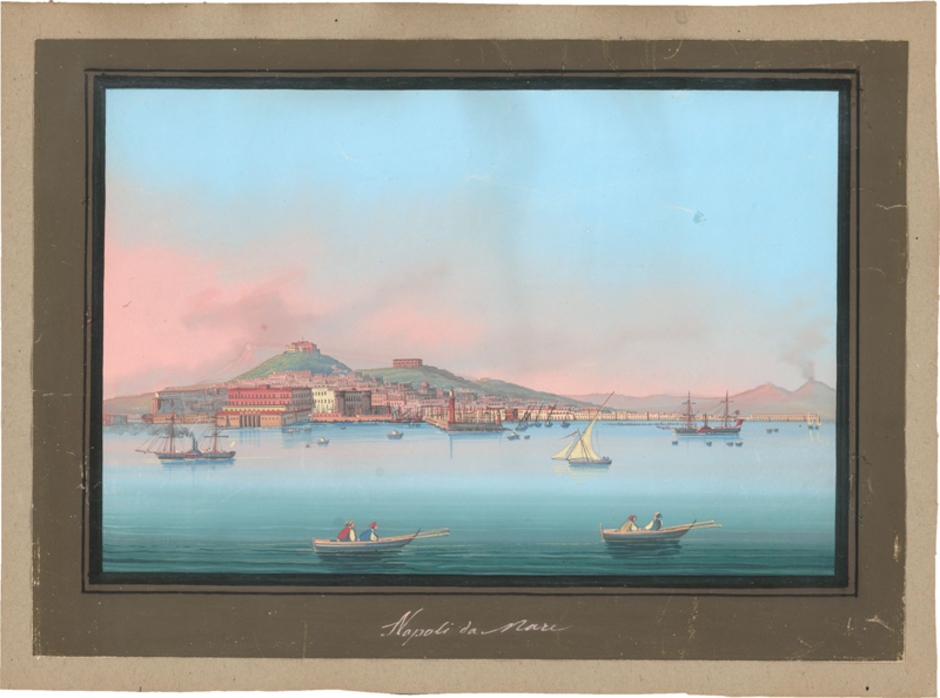 Italienisch: 19. Jh. Blick auf Neapel vom Meer aus