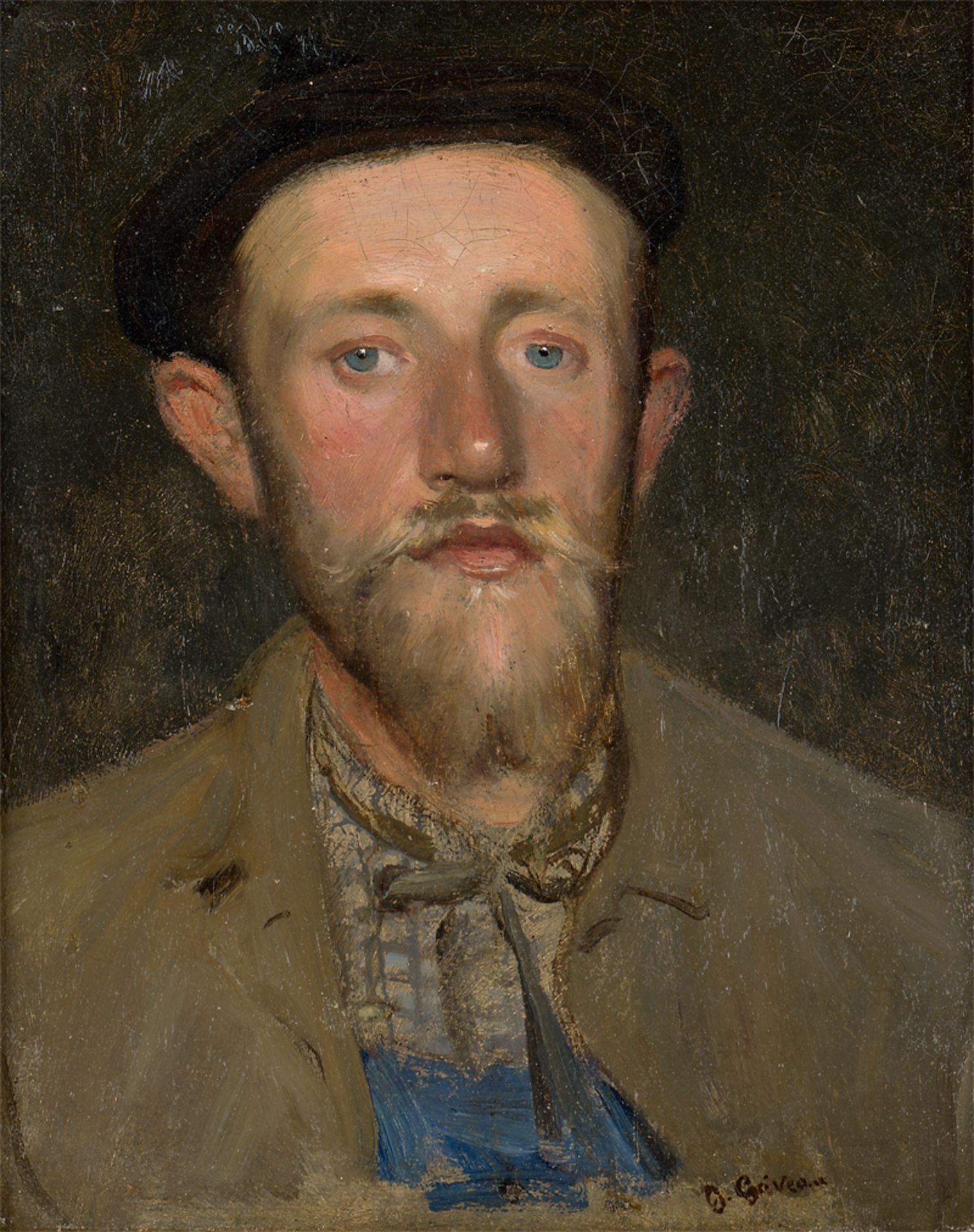 Griveau, Georges: Portrait eines Mannes mit blauen Augen und Baskenmütze (...