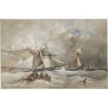 Krause, Wilhelm: Segelschiffe bei stürmischer See vor der Küste von Dover