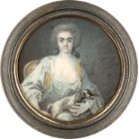 Französisch: um 1780/1785. Miniatur Portrait einer jungen Frau in wei...