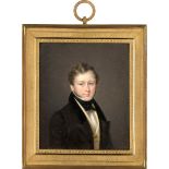 Berny d'Ouville, Charles Antoine Cl...: Miniatur Portrait des Edward Th. Lloyd in auberginebraun...