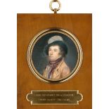 Aiguillon, Mademoiselle oder Madame: Miniatur Portrait des duc de Liancourt mit Hut, ein Ziga...