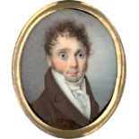 Deutsch: um 1810/1815. Miniatur Portrait eines jungen Mannes mit ...