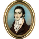 Britisch: um 1810/1815. Miniatur Portrait eines jungen Mannes mit ...