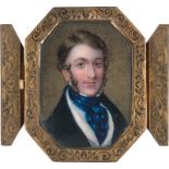 Britisch: um 1830/1840. Miniatur Portrait eines jungen Mannes in s...