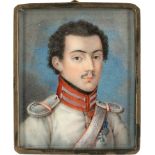 Russisch: um 1814. Miniatur Portrait des Leutnants Alexander Ivano...