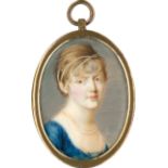 Nordeuropäisch: um 1800. Miniatur Portrait einer jungen Frau mit Perlens...