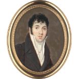 Französisch: um 1810/1815. Miniatur Portrait eines jungen Mannes mit ...