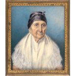 Sawkins, James Gay: Miniatur Portrait einer älteren Frau mit "tignon", in ge...