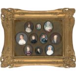 Französisch: um 1775-1825. Gruppe von 10 Miniaturen auf Panneau: 5 Fr...