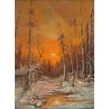 Klever, Julius Sergius von - zugesc...: Winterlandschaft im Sonnenuntergang