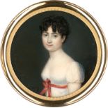 Dagoty, Pierre-Édouard: Miniatur Portrait einer jungen Frau in weißem Kleid mit ...