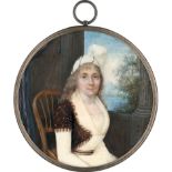 Schweizerisch: um 1795/1798. Portrait Miniatur der Dorothea de La Harpe...