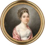 Französisch: um 1815. Miniatur Portrait einer jungen Frau mit Perlend...