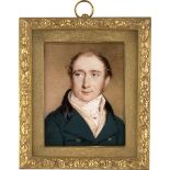 Chalon, Alfred Edward: Miniatur Portrait des William Besley Dunsford in dunkelb...