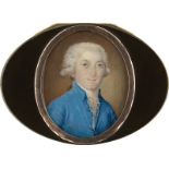 Französisch: um 1785/1790. Miniatur Portrait eines jungen Mannes mit ...