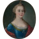 Italienisch: um 1730/1740. Miniatur Portrait eines Mädchens mit Veilc...