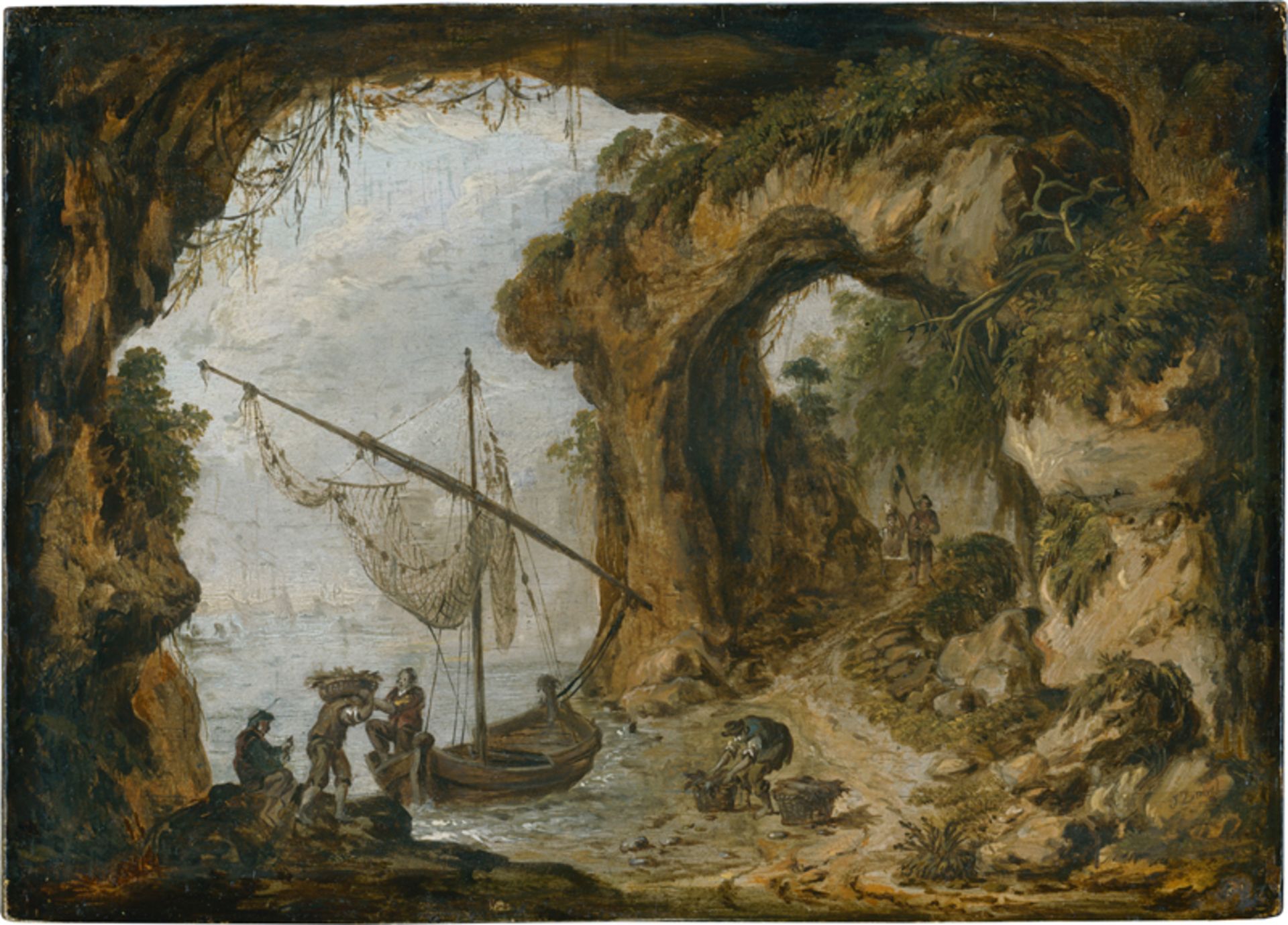 Zobel, J.: 18. Jh. Grotte mit Fischern