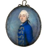 Preussisch: um 1750. Miniatur Portrait eines Mannes mit gepuderter P...