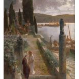Schram, Alois Hans - zugeschrieben: Antiker Hafen mit zwei Frauen in Tunikas