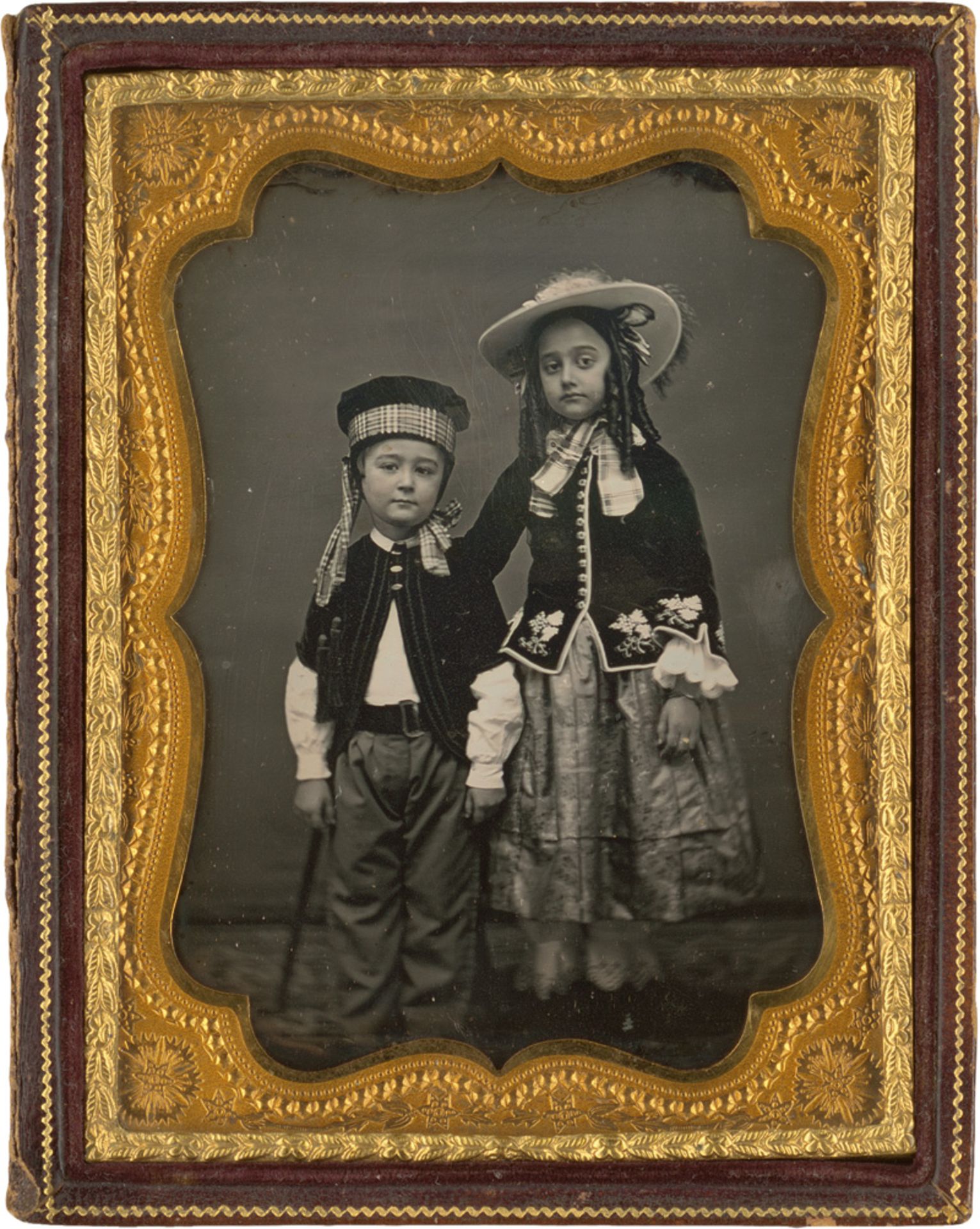 Daguerreotypes: Portrait of a girl and boy in costume