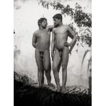 Gloeden, Wilhelm von: Two male nudes against wall