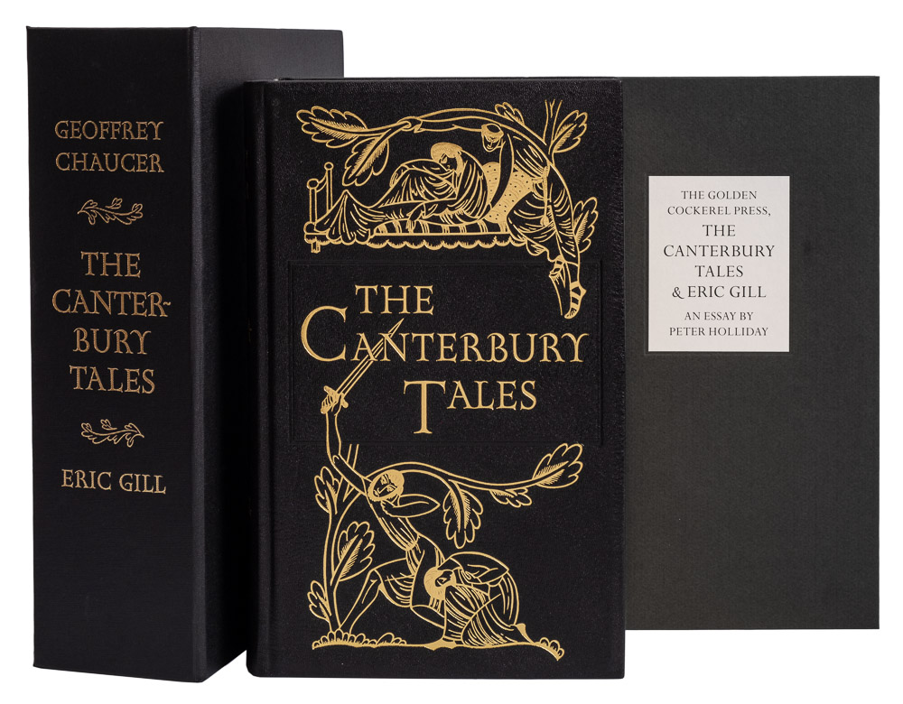 GILL, Eric : [illustrator] - The Canterbury Tales, full gilt goat skin in original solander box,