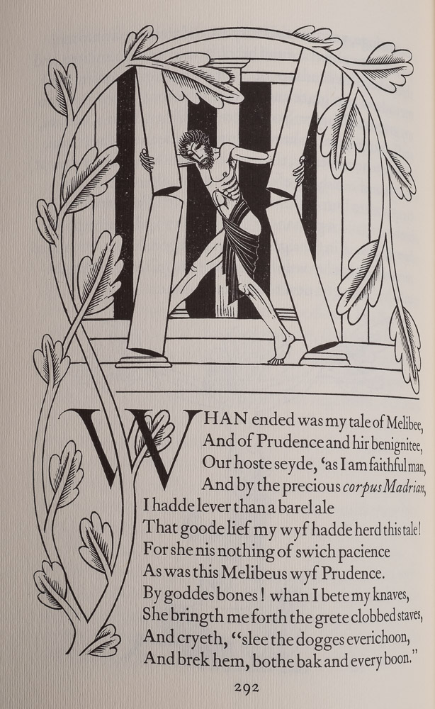 GILL, Eric : [illustrator] - The Canterbury Tales, full gilt goat skin in original solander box, - Image 4 of 4