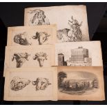 JARDIN, Karel Du : four engravings of sheep and goats with 2 other smaller prints.