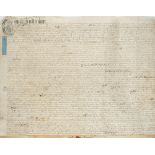 GEORGE 1 : Large vellum indenture signed, between the mayor of Totnes and John Furneaux, shoemaker,
