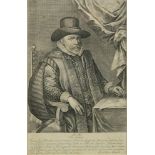 SPEED, John : Copper engraved portrait print of John Speed, size 295 x 190 mm,