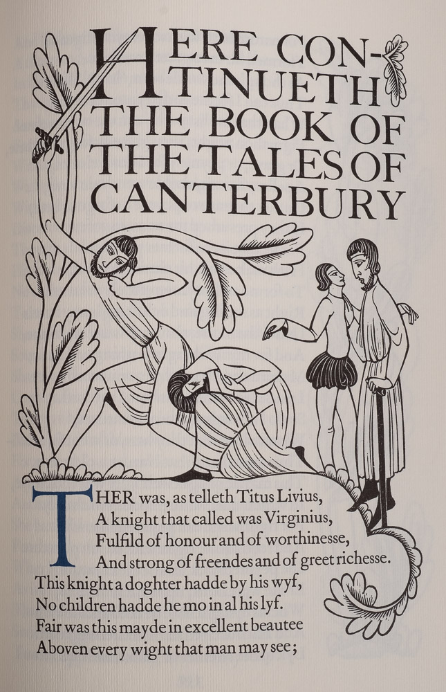 GILL, Eric : [illustrator] - The Canterbury Tales, full gilt goat skin in original solander box, - Image 3 of 4