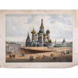MOSCOW : ' Basilique De Saint Basile,' hand coloured lithograph, size 340 x 250 mm, Lemercier,