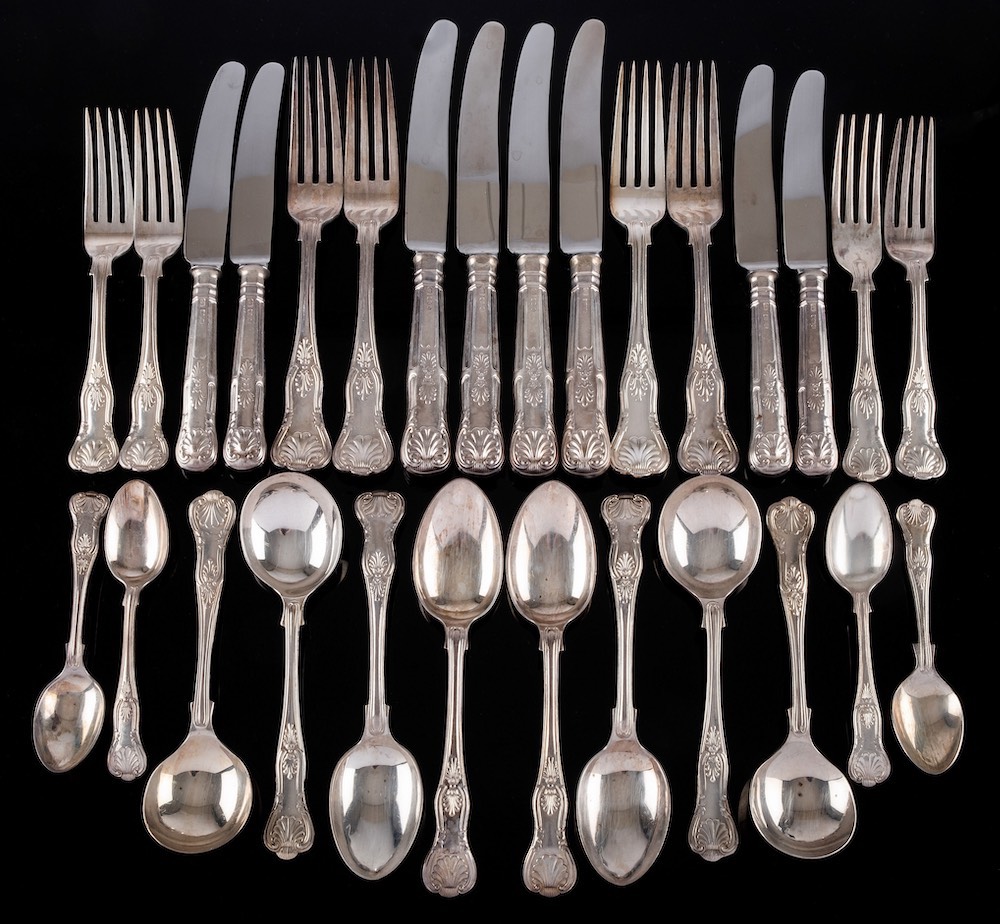 A matched silver Kings pattern flatware service, various makers and dates,