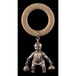 A George V silver novelty child's rattle, maker Crisford & Norris Ltd, Birmingham,