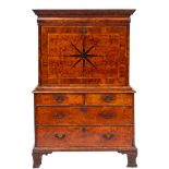 An early 18th Century walnut and feather banded escritoire:,