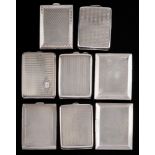 A collection of eight assorted silver match book cases,