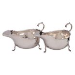 A pair of Edward VII silver sauceboats, maker Martin, Hall & Co, Sheffield,