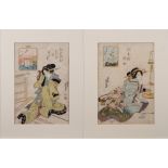 Eisen, woodblock print of a courtesan: 34 x 23cm,